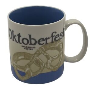 Starbucks Oktoberfest Munich Coffee Mug‎ 16oz Blue White Pretzel Ferris Wheel